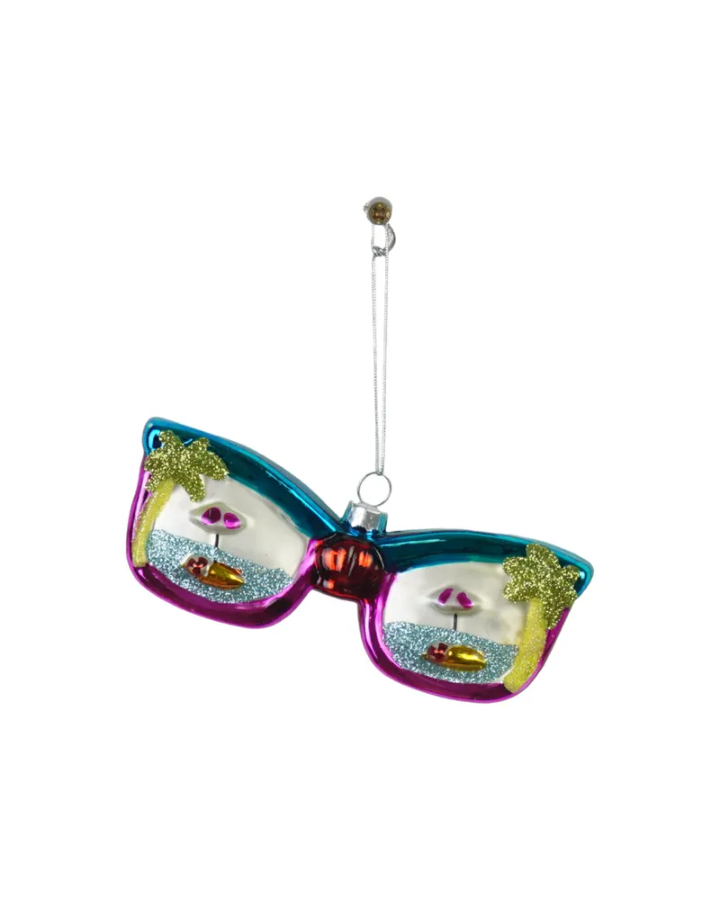 Weihnachtsanhänger Disco-Sonnenbrille aus mehrfarbigem Glas, Mehrfarbig