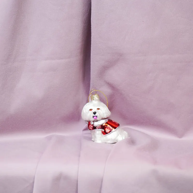 Weihnachtsanhänger Shih Tzu aus weißem Glas von Housevitamin in Weiß, 7 × 4,5 × 7,5 cm, Ansicht 5