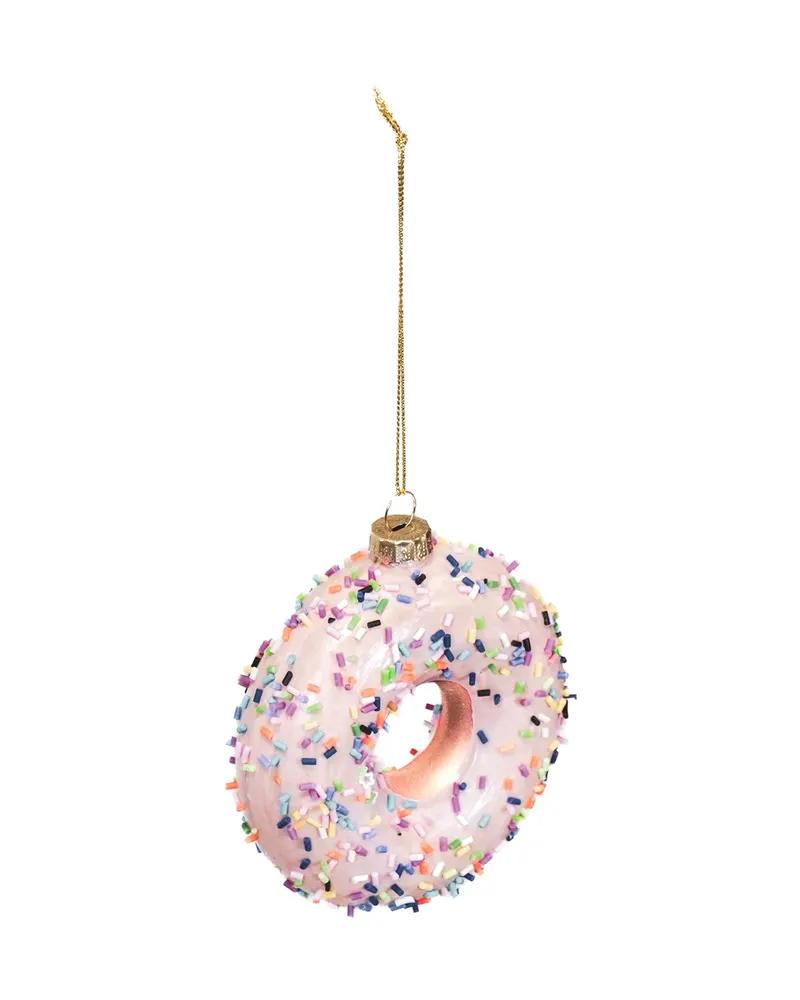 Weihnachtsanhänger Donut aus Glas für Baum und Zweig von Housevitamin, 9,5 × 3,5 cm, Ansicht 2