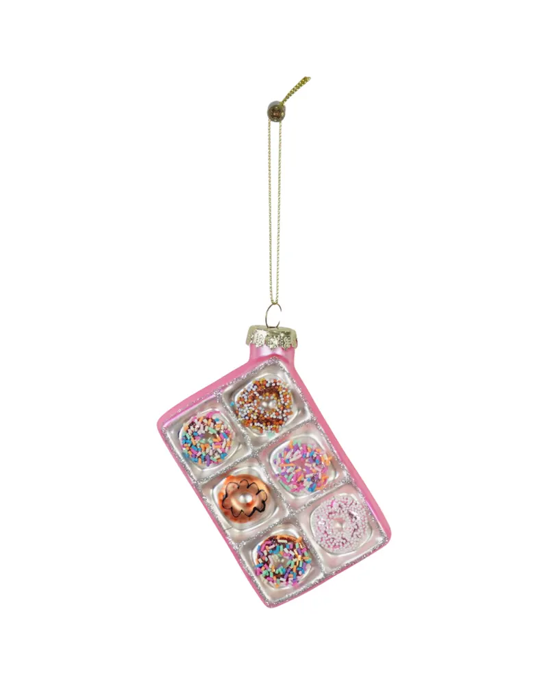 Weihnachtsanhänger Donut-Schachtel aus mehrfarbigem Glas, Mehrfarbig