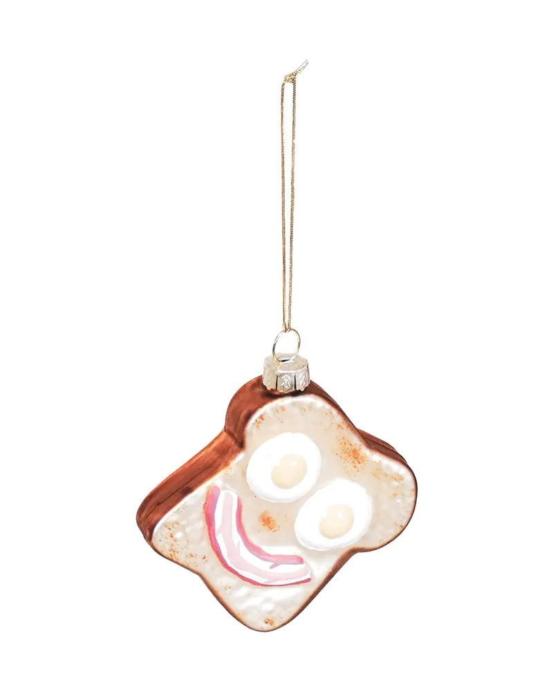 Weihnachtsanhänger Egg Sandwich aus Glas im Format 6,5 × 6,5 × 2,5 cm von Housevitamin, Ansicht 2