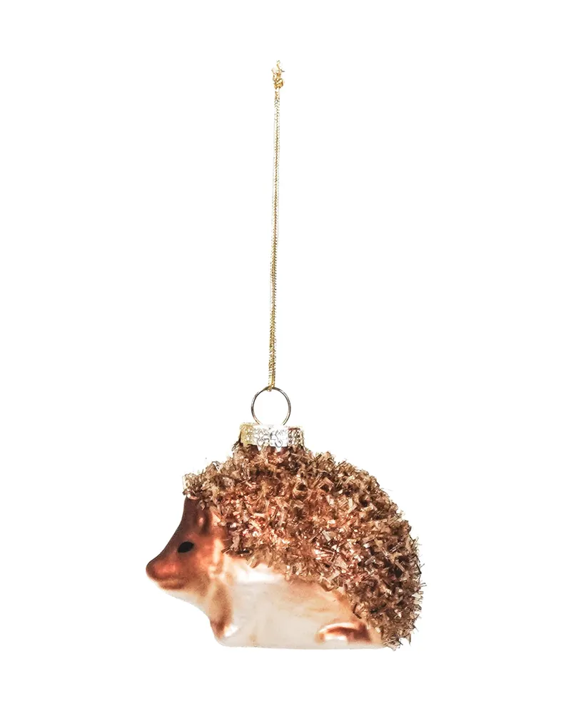 Glas-Weihnachtsanhänger mit Igelmotiv, 7 × 5 × 6 cm