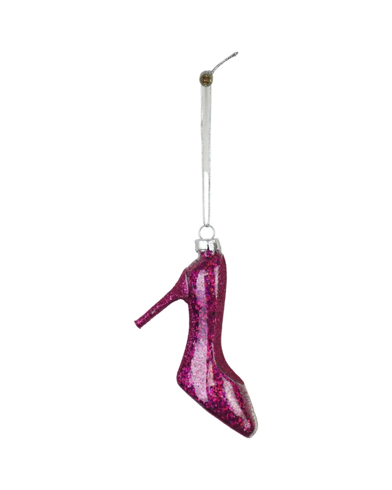 Weihnachtsanhänger „High Heels“ aus Glas in Rosa