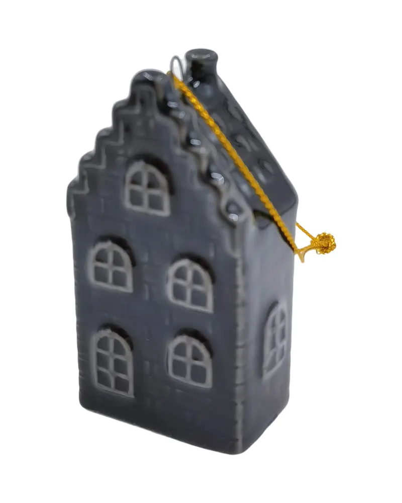Weihnachtsanhänger Haus aus schwarzer Keramik von Housevitamin in Schwarz, 3,5 × 2 × 6,5 cm, Ansicht 1