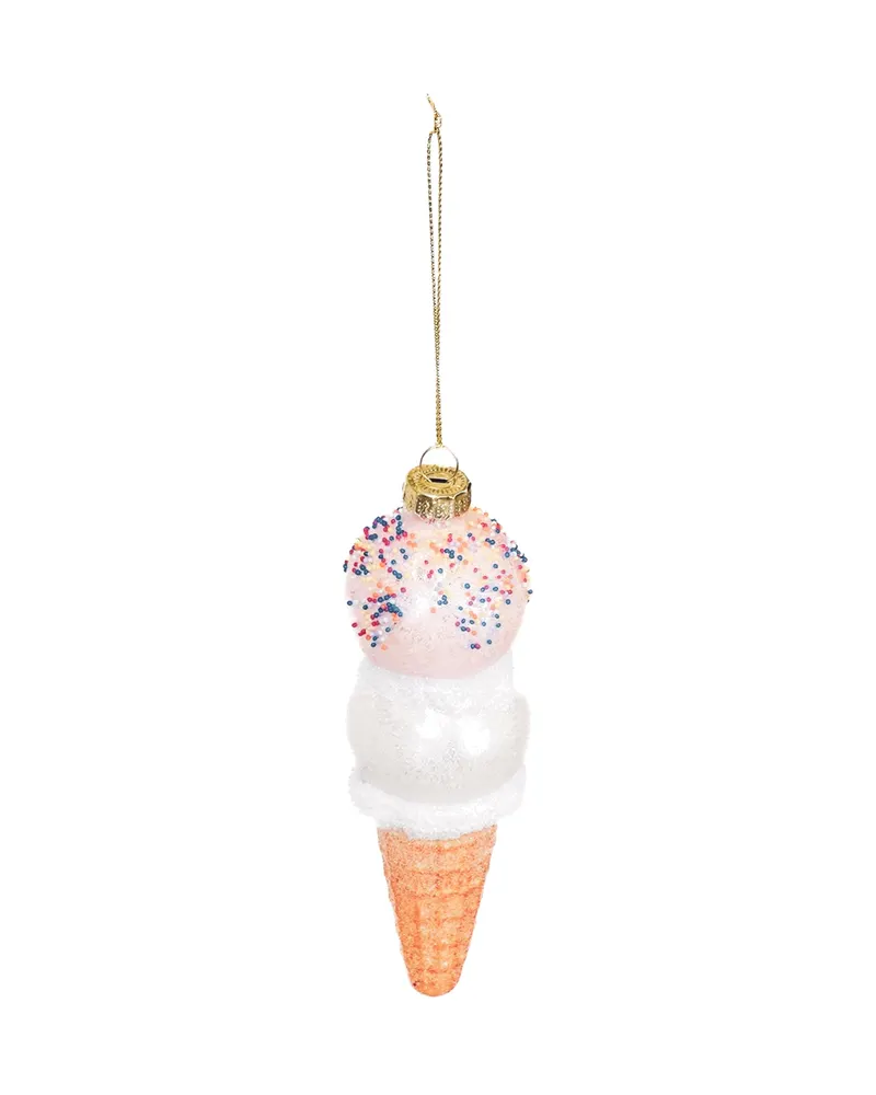 Weihnachtsanhänger Eiscreme aus Glas von Housevitamin in Rosa/Weiß, 5 × 15 cm, Ansicht 2