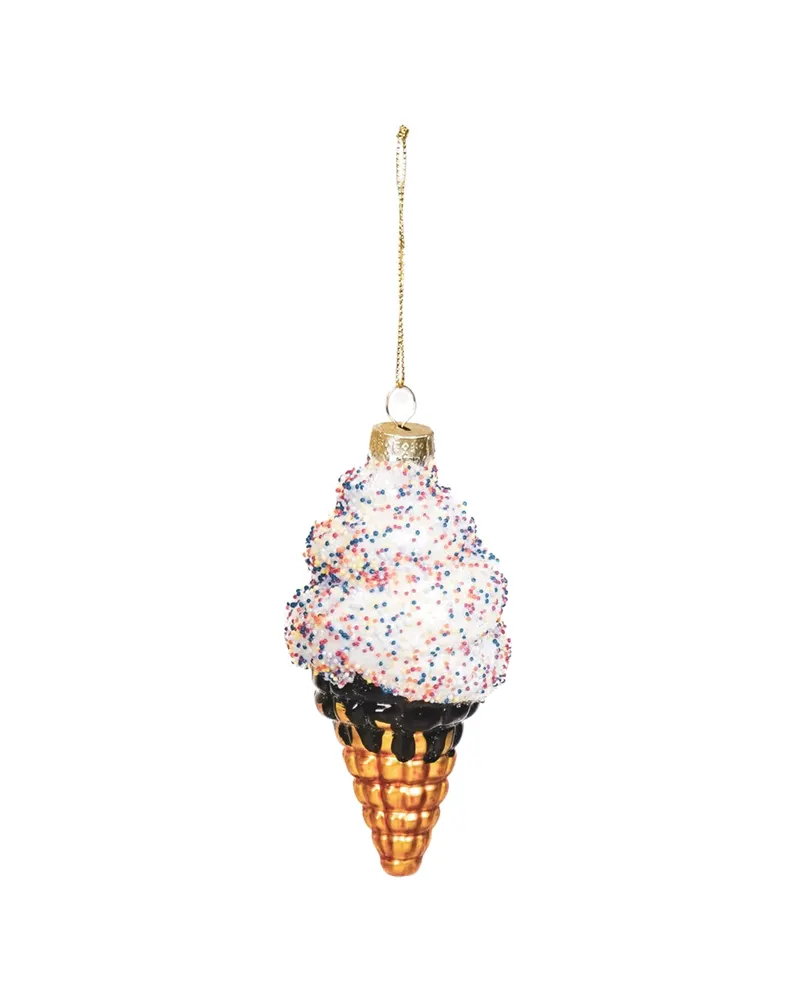 Weihnachtsanhänger Eiscreme aus Glas, 5,5 × 5,5 × 12 cm