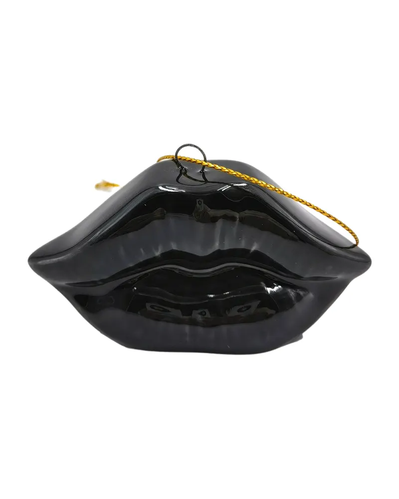Keramik-Weihnachtsanhänger mit Lippenmotiv von Housevitamin in Schwarz, 6,5 × 2 × 4 cm, Ansicht 1
