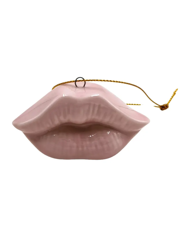 Keramik-Weihnachtsanhänger mit Lippenmotiv von Housevitamin in Hellrosa, 6,5 × 2 × 4 cm, Ansicht 1