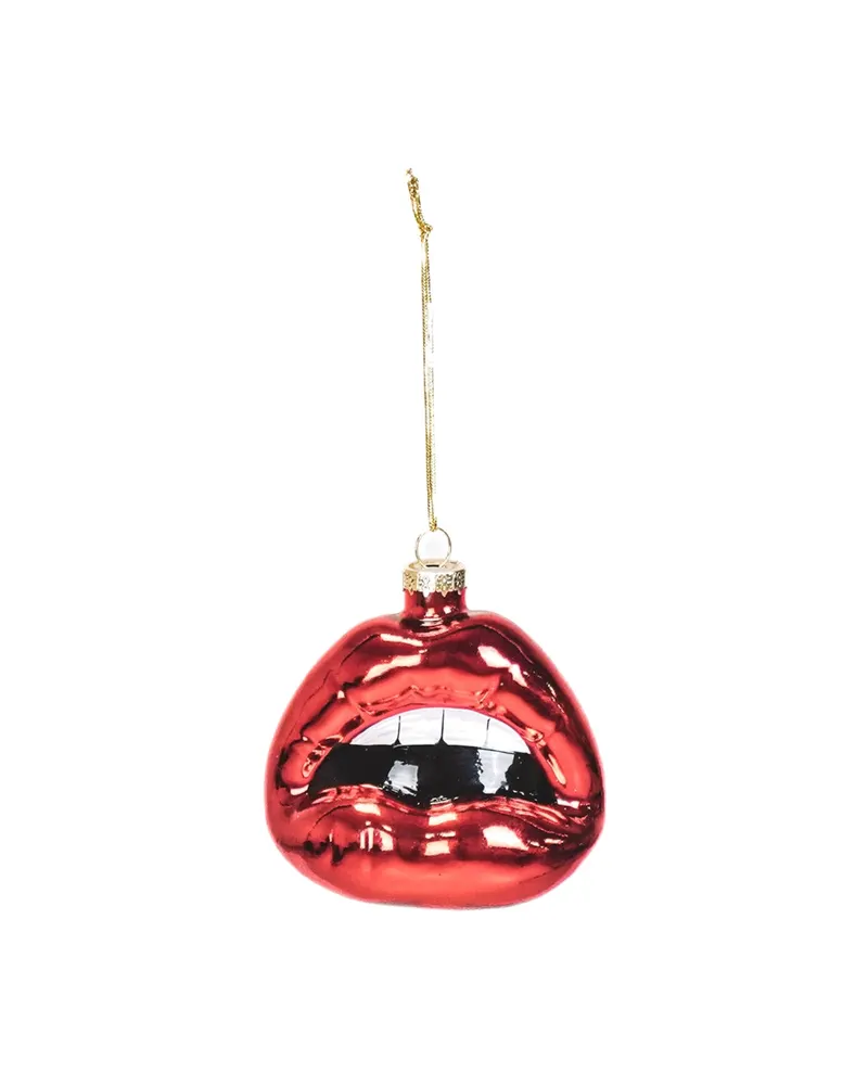 Weihnachtsanhänger Lippen aus rotem Glas von Housevitamin in Rot, 8,5 × 3,5 × 8,5 cm, Ansicht 1
