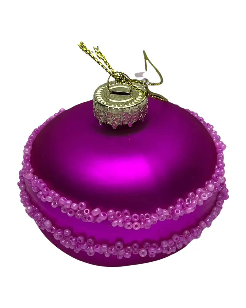 Macaron-Weihnachtsanhänger aus Glas in drei Farben, Neonpink