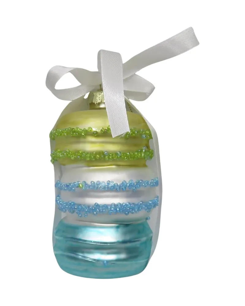 Weihnachtsanhänger in Macaron-Form aus Glas, Grün/Blau