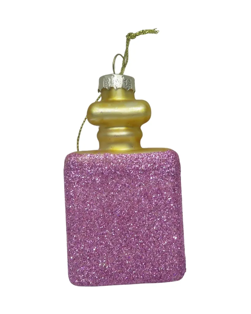 Weihnachtsanhänger in Parfumflakon-Form aus Glas