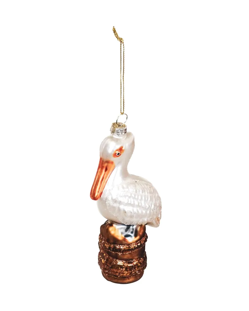 Weihnachtsanhänger Pelikan aus Glas in Weiß von Housevitamin in Weiß, 6,5 × 4 × 12,5 cm, Ansicht 2