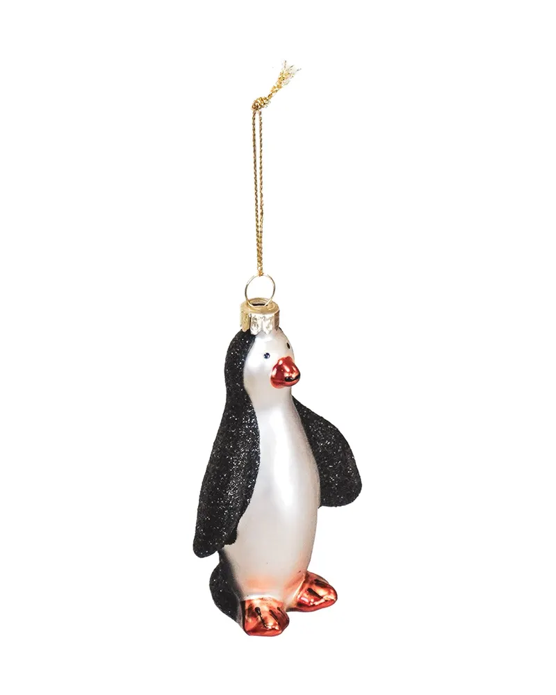 Weihnachtsanhänger Pinguin aus Glas in Schwarz-Weiß von Housevitamin in Schwarz-Weiß, 6 × 3,5 × 10 cm, Ansicht 2