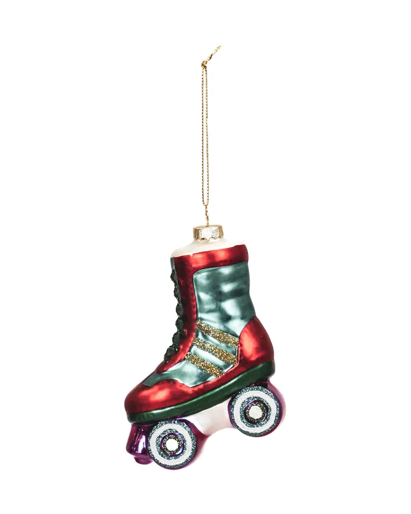 Weihnachtsanhänger mit Rollschuhmotiv aus Glas