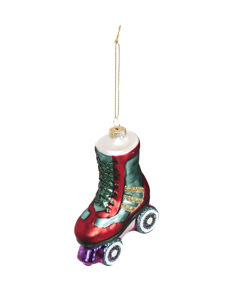 Weihnachtsanhänger mit Rollschuhmotiv aus Glas von Housevitamin, 8,5 × 3,5 × 11 cm, Ansicht 3