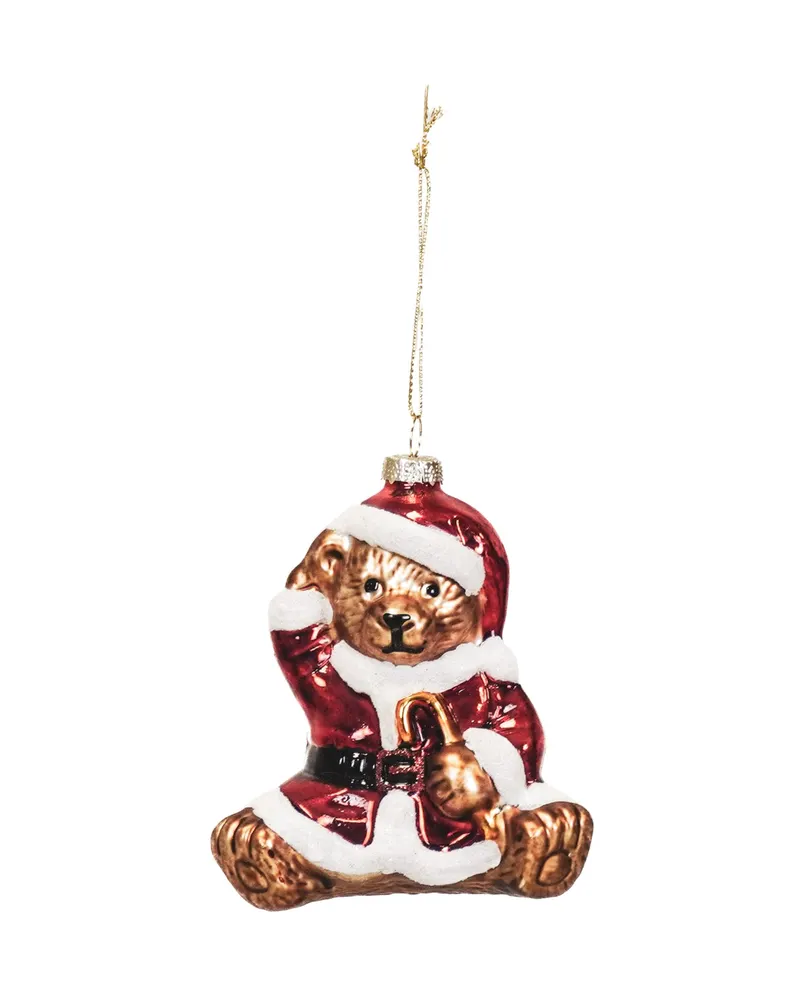 Weihnachtsanhänger Santa Bear aus Glas, 9,5 × 6 × 10,5 cm von Housevitamin, Ansicht 1