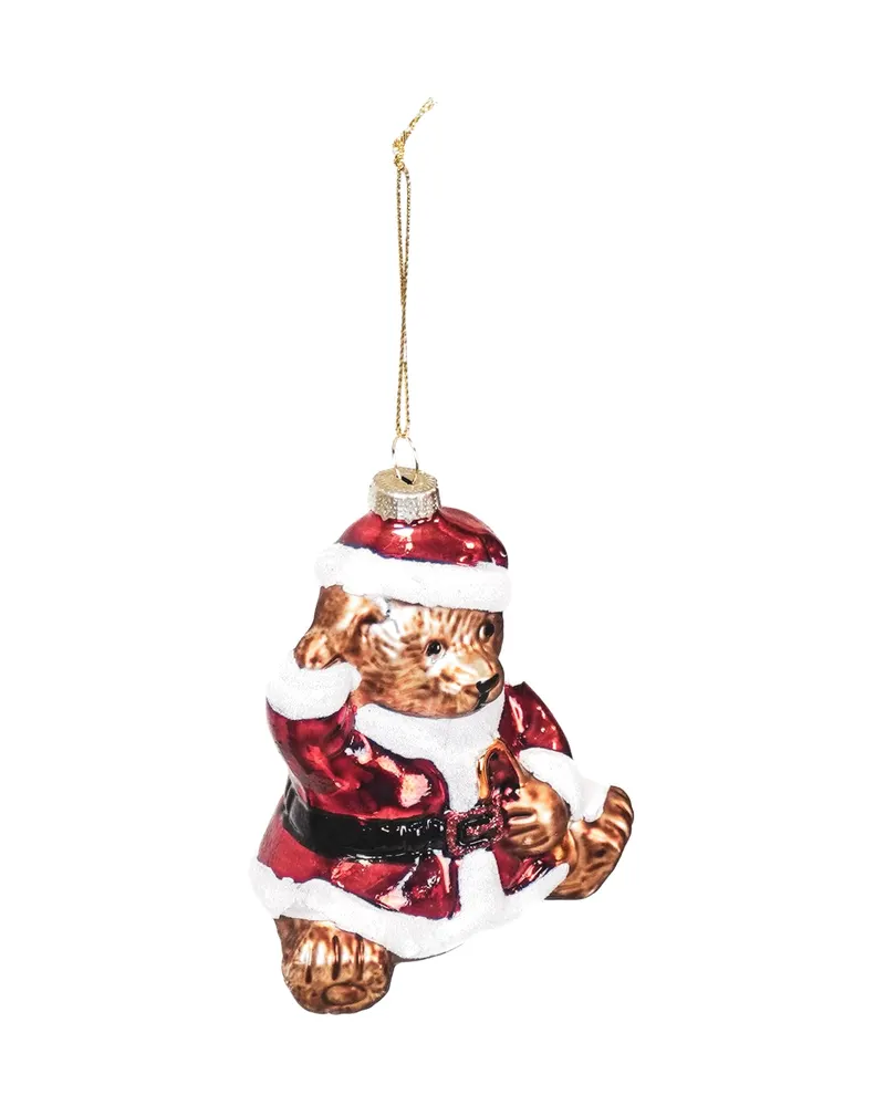 Weihnachtsanhänger Santa Bear aus Glas, 9,5 × 6 × 10,5 cm von Housevitamin, Ansicht 2