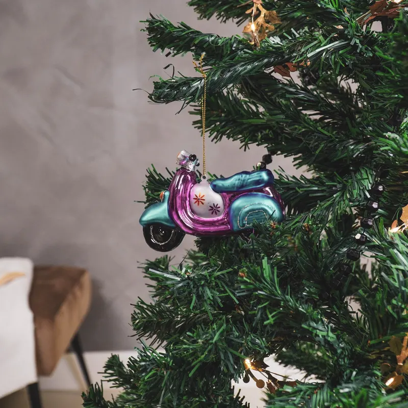 Weihnachtsanhänger im Scooter-Motiv aus Glas von Housevitamin, 11,5 × 5 × 8 cm, Ansicht 4