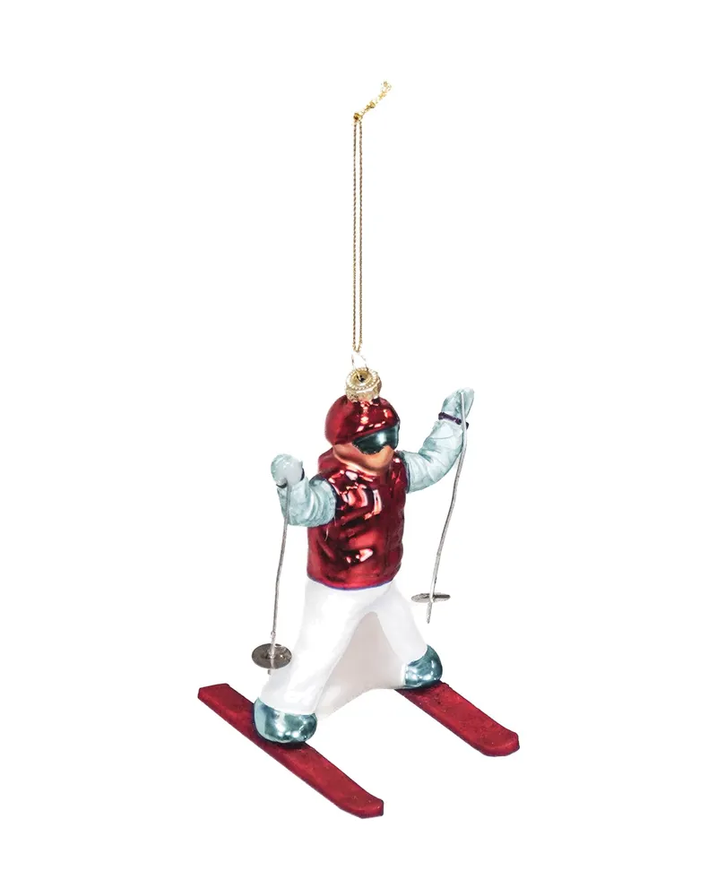Weihnachtsanhänger Skifahrer aus Glas, 8 × 8 × 12 cm von Housevitamin, Ansicht 2