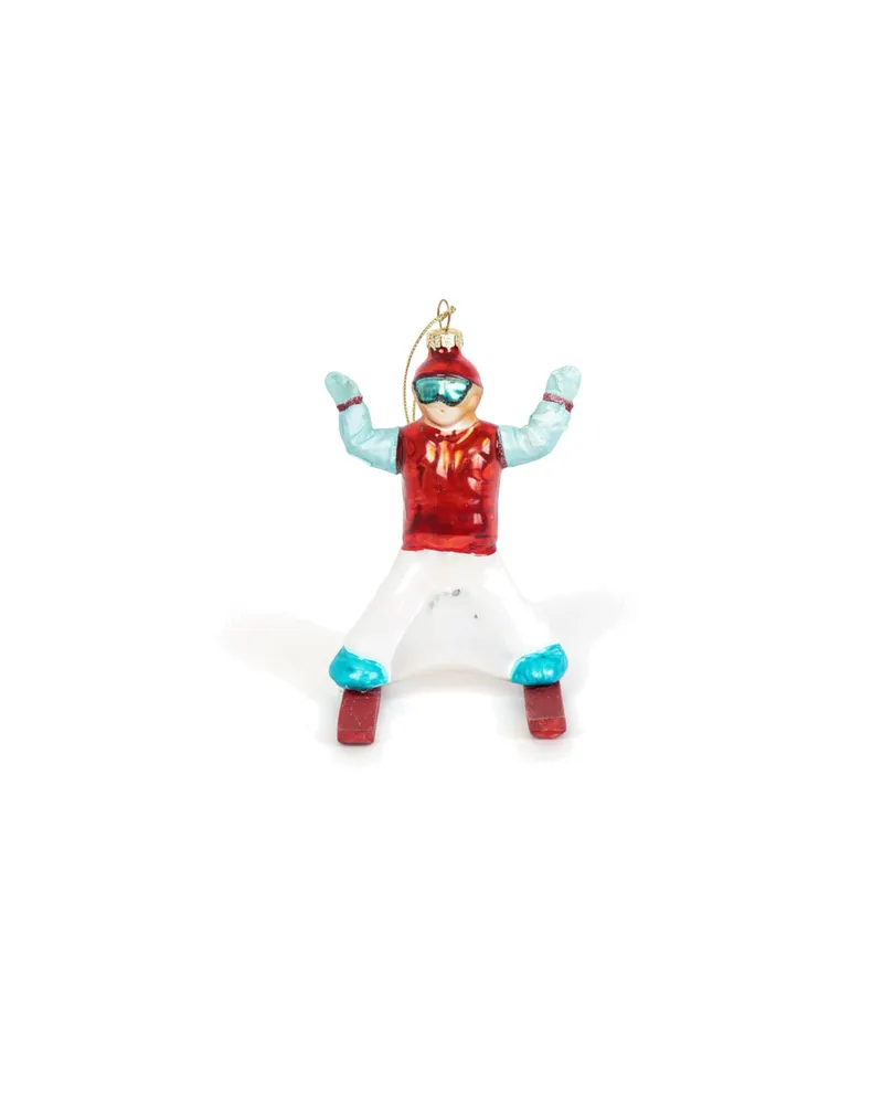 Weihnachtsanhänger Skifahrer aus Glas, 8 × 8 × 12 cm von Housevitamin, Ansicht 5