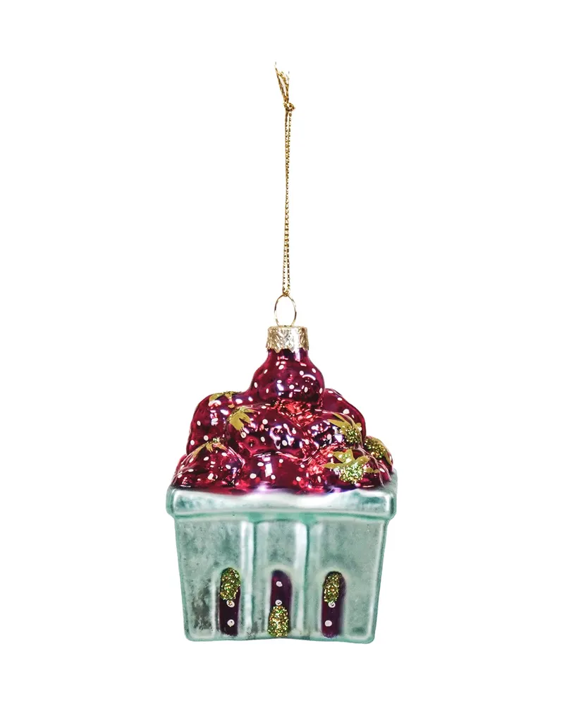Weihnachtsanhänger Erdbeeren aus Glas, rot