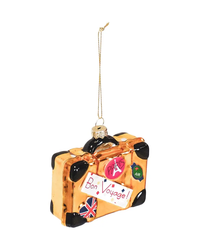 Weihnachtsanhänger in Kofferform aus Glas von Housevitamin in Gold, 8,5 × 3,5 × 8 cm, Ansicht 2