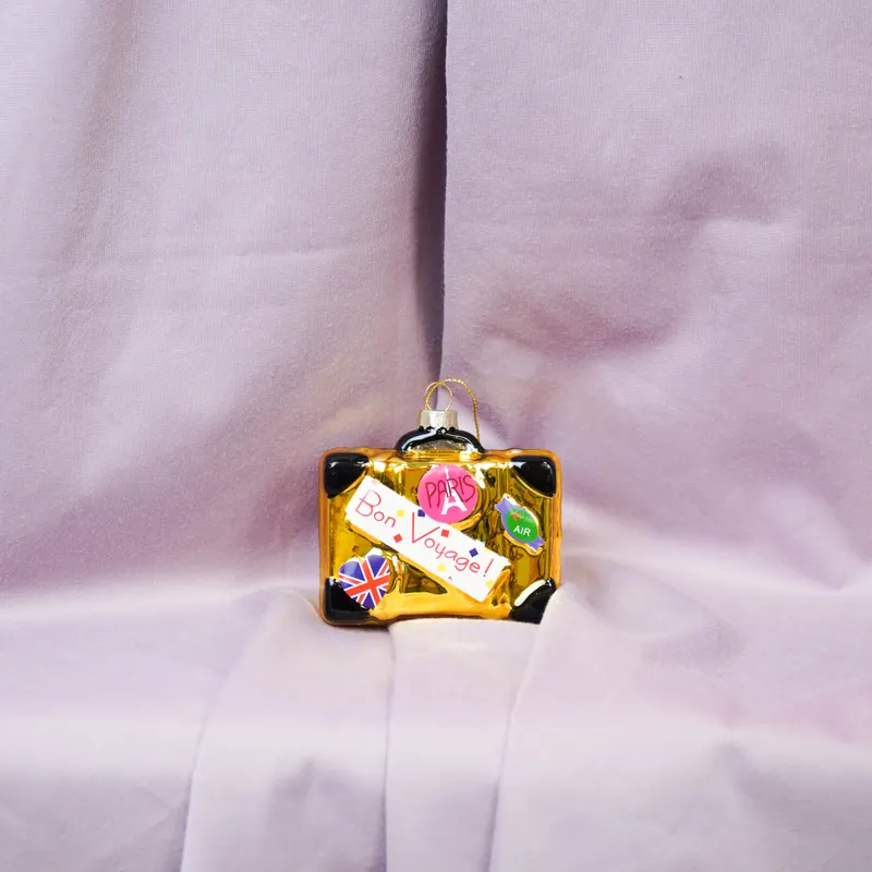 Weihnachtsanhänger in Kofferform aus Glas von Housevitamin in Gold, 8,5 × 3,5 × 8 cm, Ansicht 4