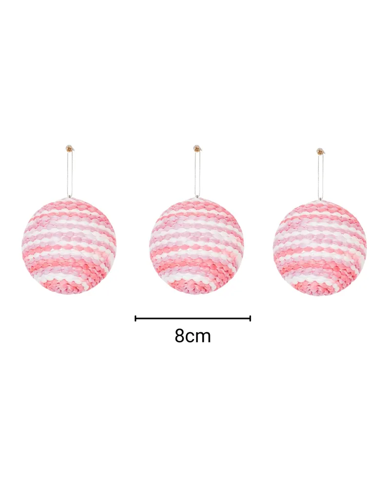 Weihnachtskugeln aus Schaumstoff in Neonfarben, 3er-Set von Housevitamin in Neonpink, Ø 8 cm, Ansicht 2