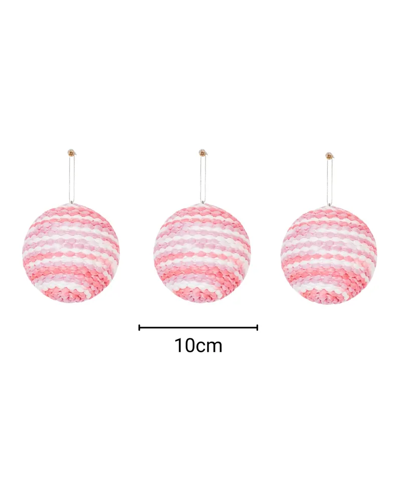 Weihnachtskugeln aus Schaumstoff in Neonfarben, 3er-Set von Housevitamin in Neonpink, Ø 10 cm, Ansicht 2