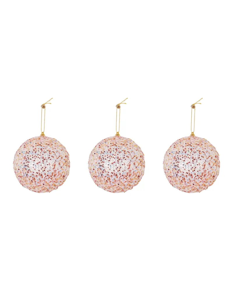 Weihnachtskugeln aus Schaumstoff in Neonfarben, 3er-Set von Housevitamin in Rosa mit Glitzeroptik, Ø 10 cm, Ansicht 1