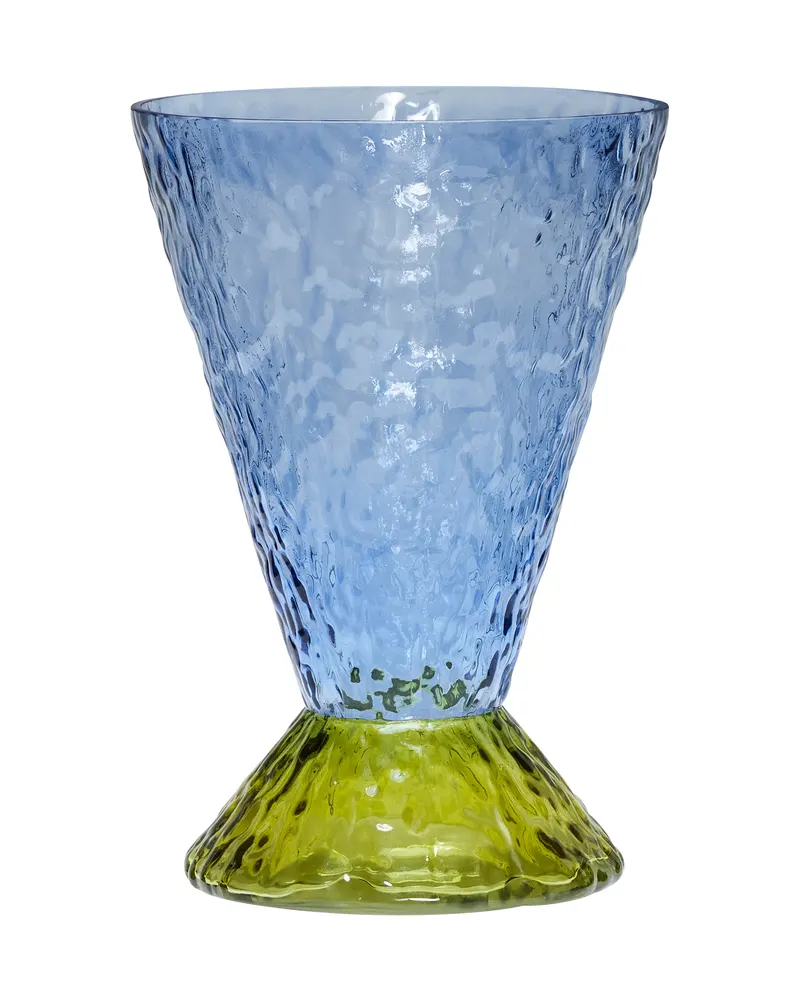 Abyss Vase aus Glas, Blau, Oliv
