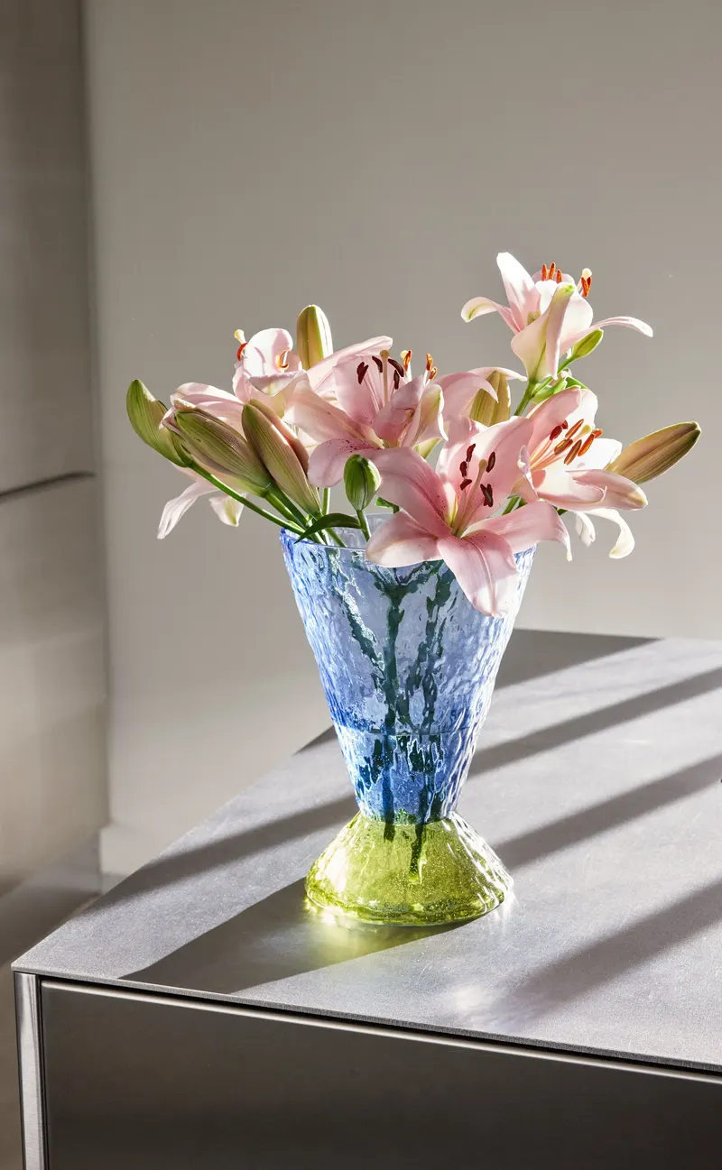 Hübsch Abyss Vase in Blau und Oliv, Ø 20 × H 29 cm, Ansicht 4