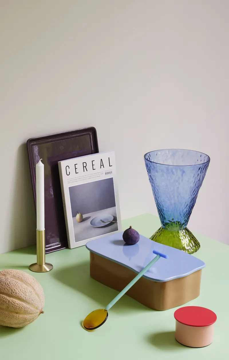 Hübsch Abyss Vase in Blau und Oliv, Ø 20 × H 29 cm, Ansicht 6