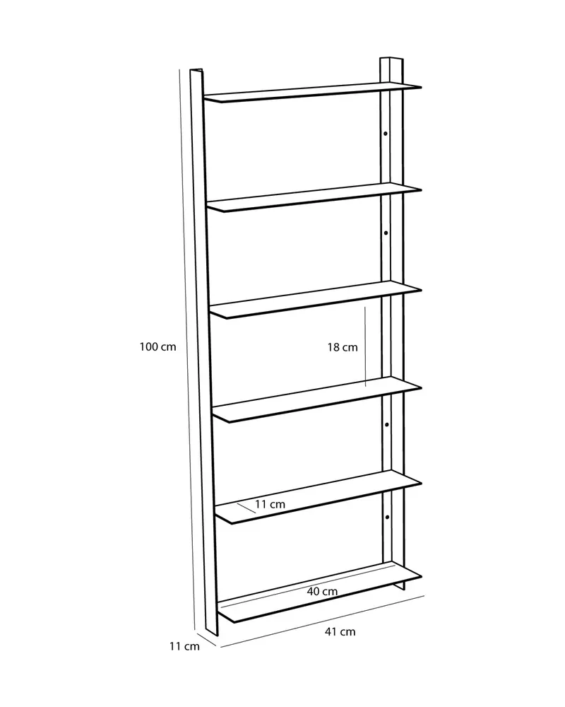 Hübsch Acier Regal in Gebürstetes Nickel, 41 × 11 × H 100 cm, Ansicht 2