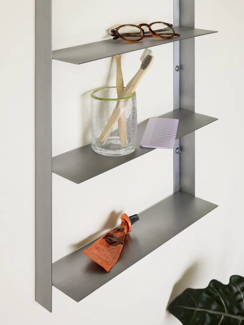 Hübsch Acier Regal in Gebürstetes Nickel, 41 × 11 × H 100 cm, Ansicht 5