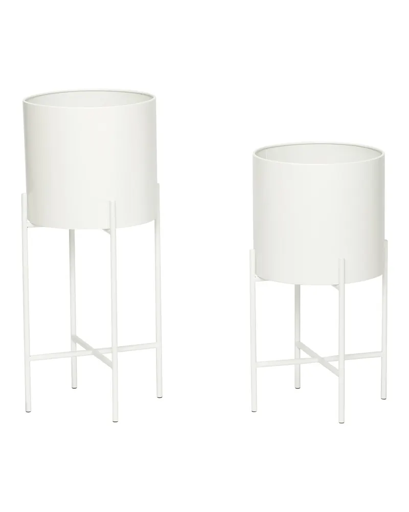 Hübsch Airy Pflanzgefäßset in Weiß, Ø 25 × H 45 und Ø 25 × H 55 cm, Ansicht 2