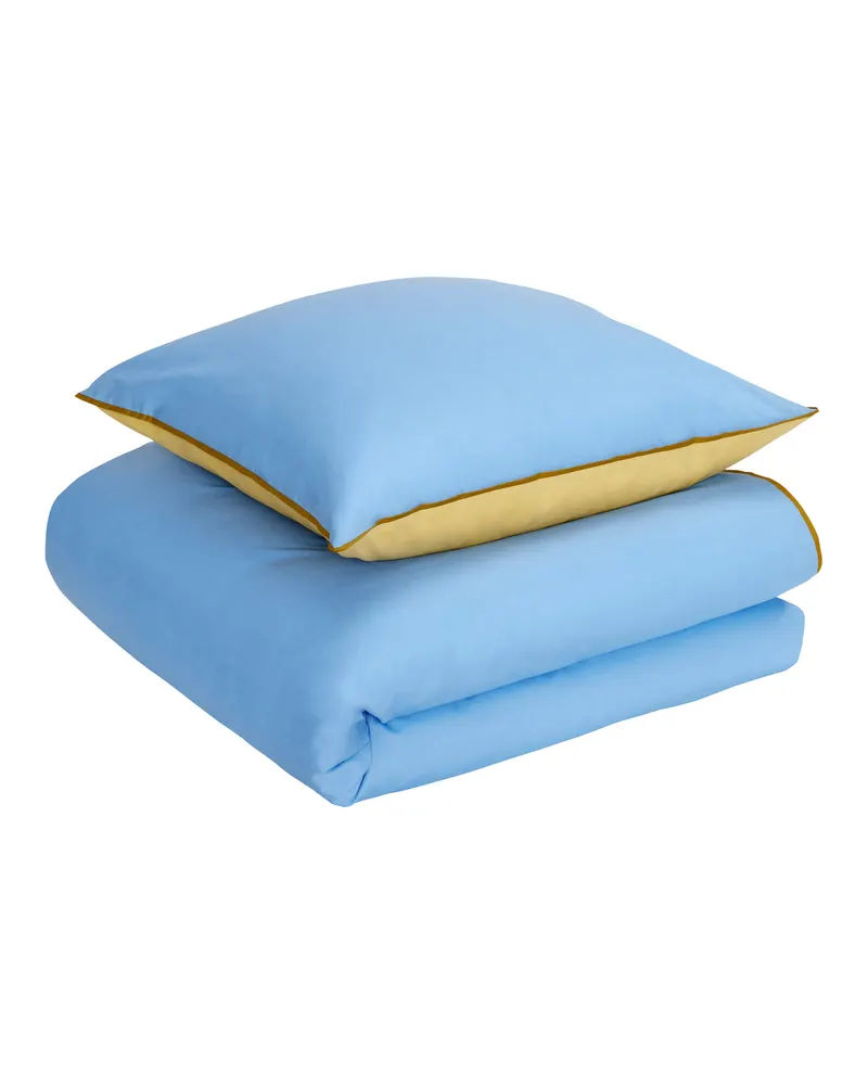 Aki Bettwäsche aus Baumwolle in Blau, Braun und Gelb, Blau, Braun, Gelb