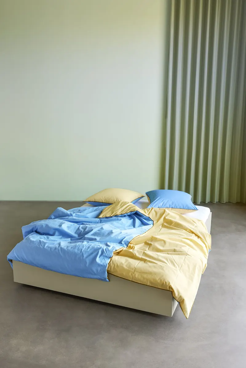 Hübsch Aki Bettwäsche in Blau, Braun und Gelb, 80 × 80 und 140 × 220 cm, Ansicht 11