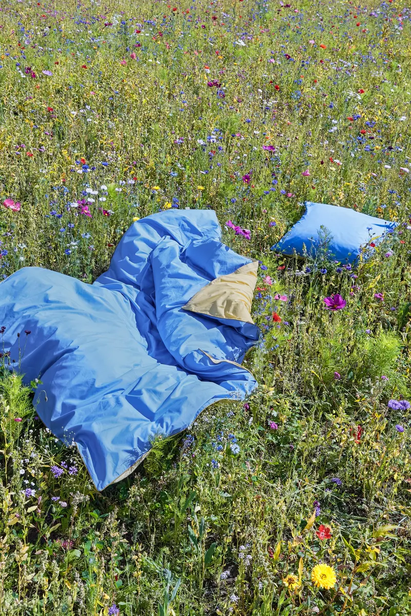 Hübsch Aki Bettwäsche in Blau, Braun und Gelb, 80 × 80 und 140 × 220 cm, Ansicht 12