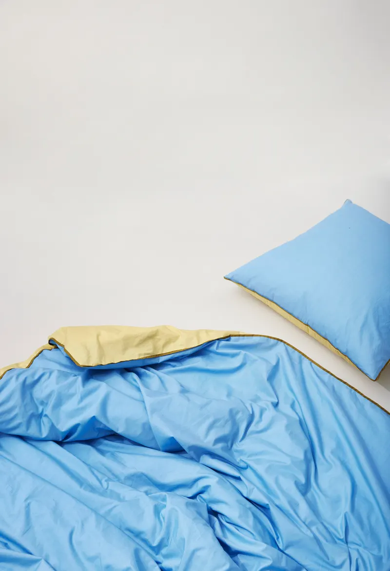 Hübsch Aki Bettwäsche in Blau, Braun und Gelb, 80 × 80 und 140 × 220 cm, Ansicht 7