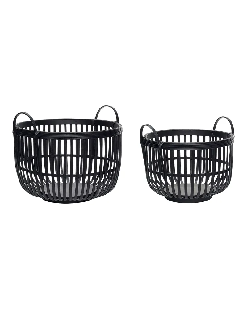 Alchemy Korbset aus Bambus in Schwarz (2er-Set)