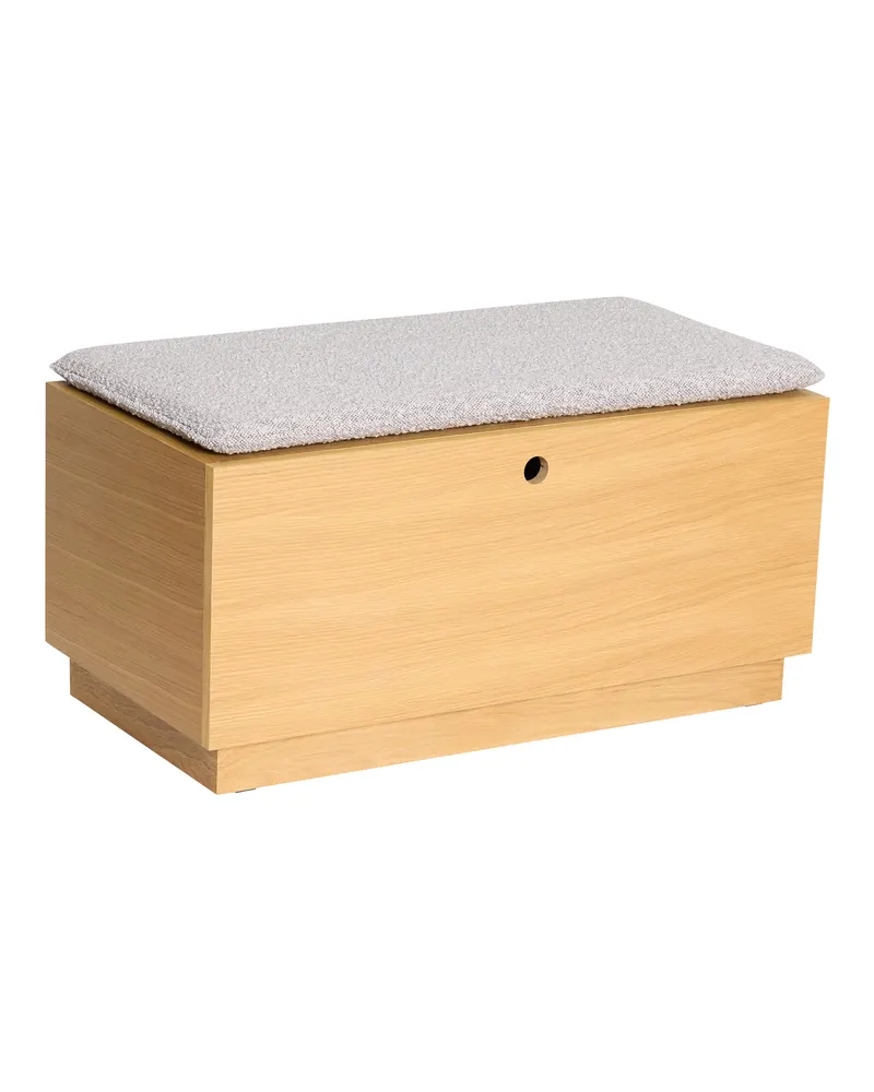 Hübsch Alcove Sitzbank in Hellgrau und Naturfarben, 90 × 47 × H 45 cm, Ansicht 2