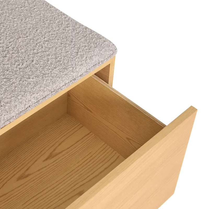 Hübsch Alcove Sitzbank in Hellgrau und Naturfarben, 90 × 47 × H 45 cm, Ansicht 4
