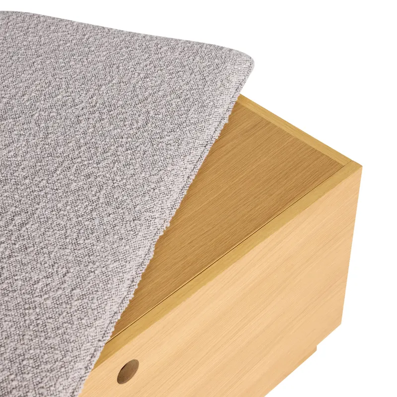 Hübsch Alcove Sitzbank in Hellgrau und Naturfarben, 90 × 47 × H 45 cm, Ansicht 5
