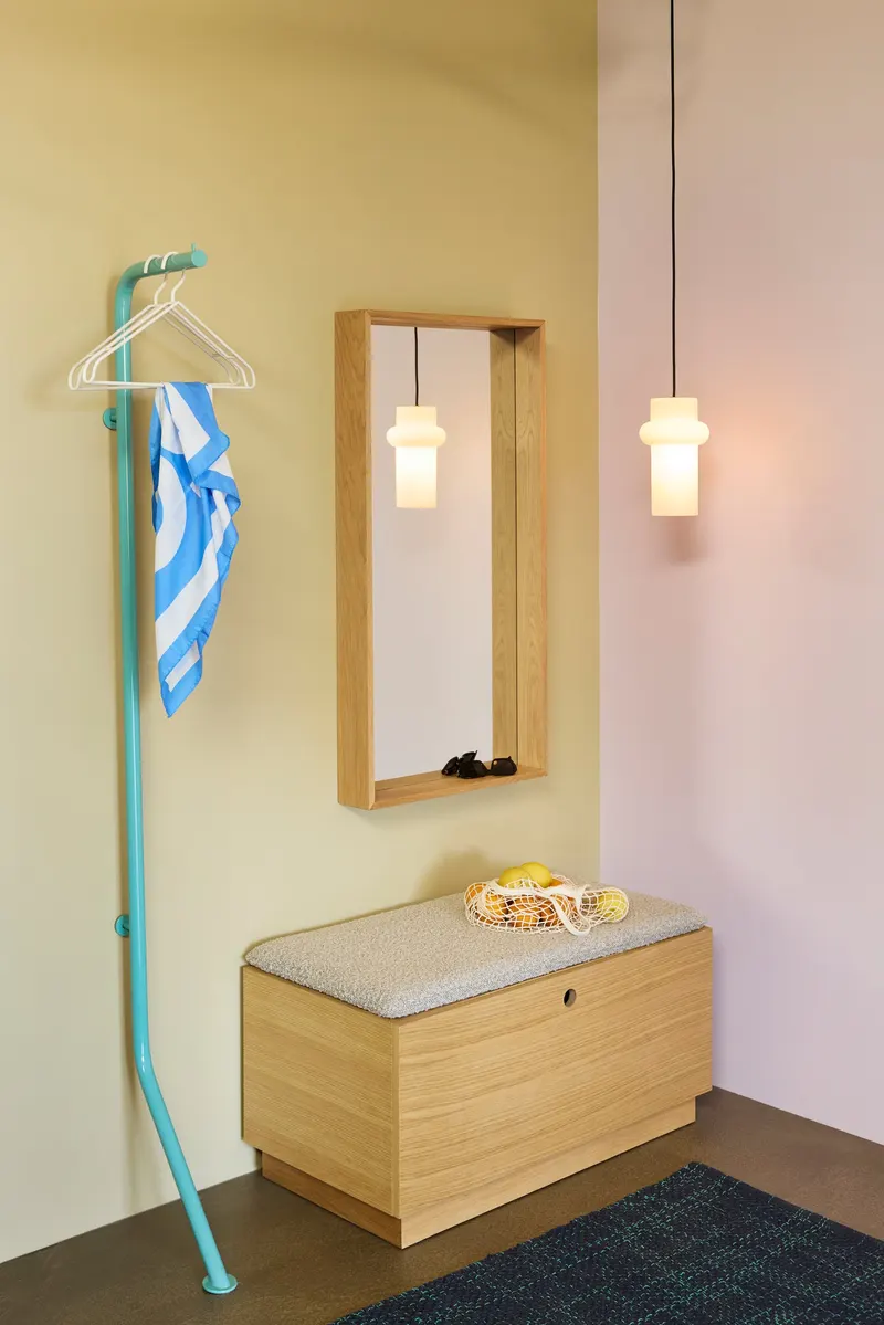 Hübsch Alcove Sitzbank in Hellgrau und Naturfarben, 90 × 47 × H 45 cm, Ansicht 7