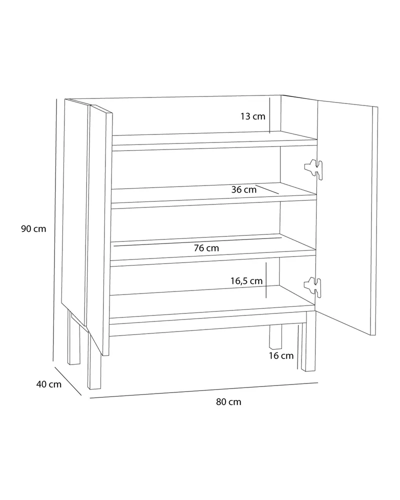 Hübsch Ark Schrank in Naturfarben, 80 × 40 × H 90 cm, Ansicht 6