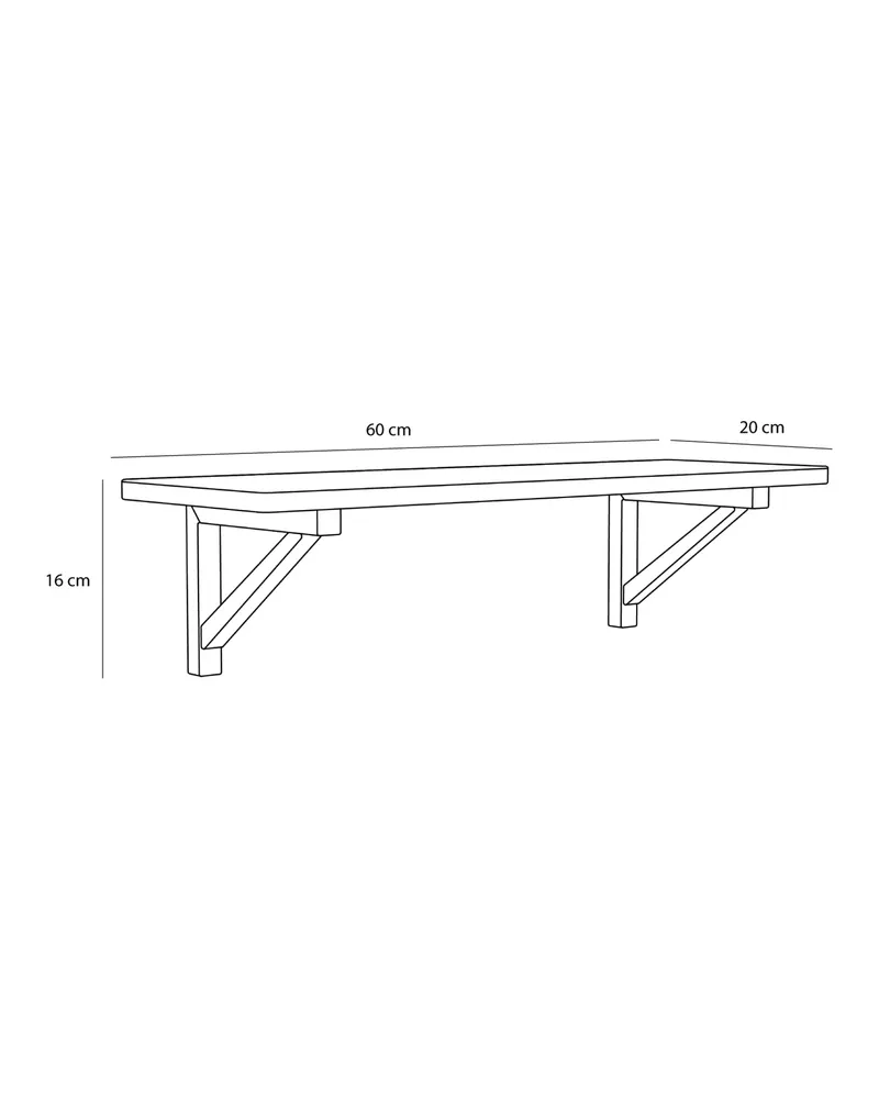 Hübsch Arki Regal in Grau und Naturfarben, 60 × 20 × H 16 cm, Ansicht 2