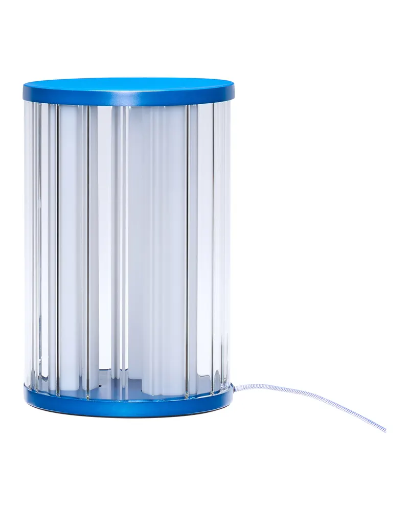 Aru Tischleuchte aus Glas und Eisen in Blau