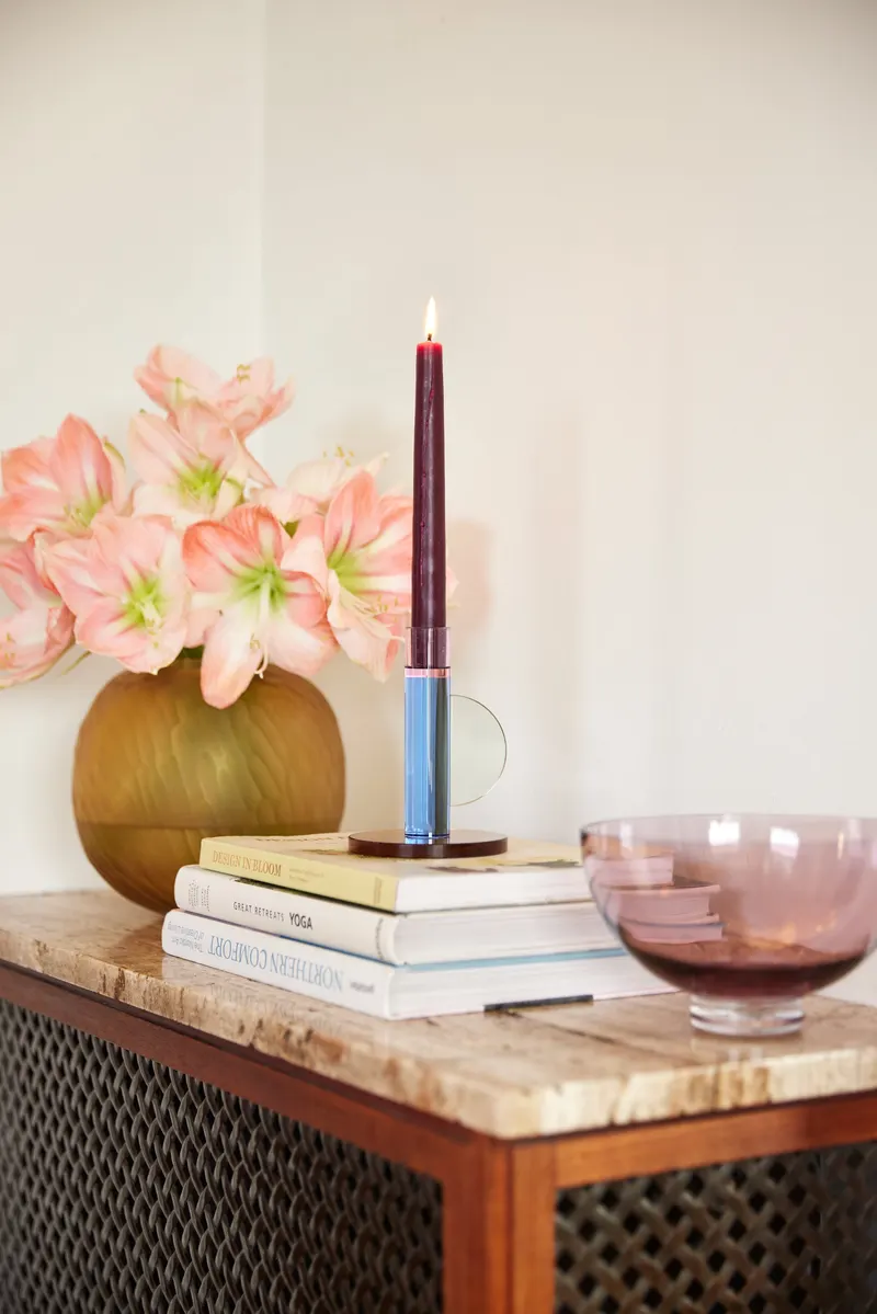 Hübsch Astro Kerzenhalter in Blau, Braun und Rosa, Ø 10 × H 14 cm, Ansicht 5